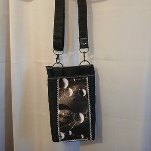 New Mini Travel Sling pack Crossbody Photo Canvas Water droplet Web Black denim